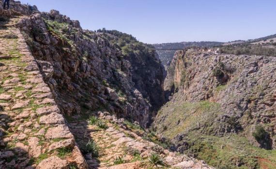 Greek villages situated on the edge of the cliff